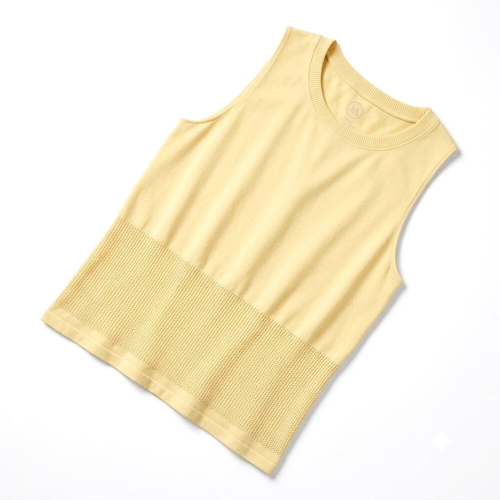 SAGE COLLECTIVE Mesh Boxy Seamless Tank Yellow Womens Small